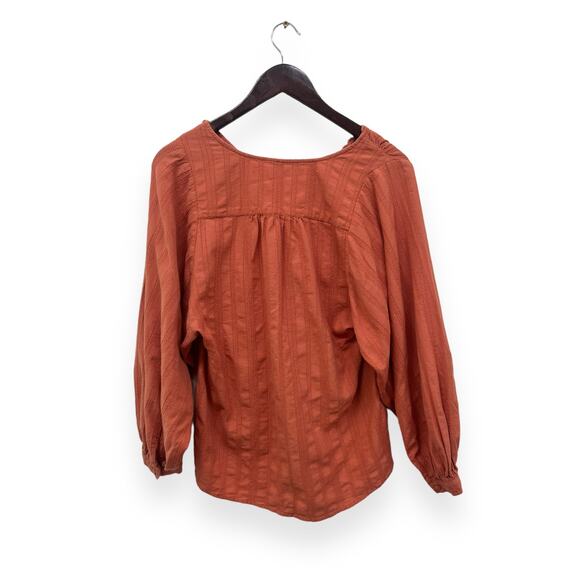 Madewell Palisade Button Front Peasant Top XS Burnt Orange - Picture 3 of 6